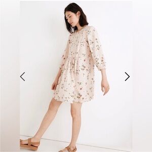 Madewell Floral Print Dress with 3/4 Sleeves M